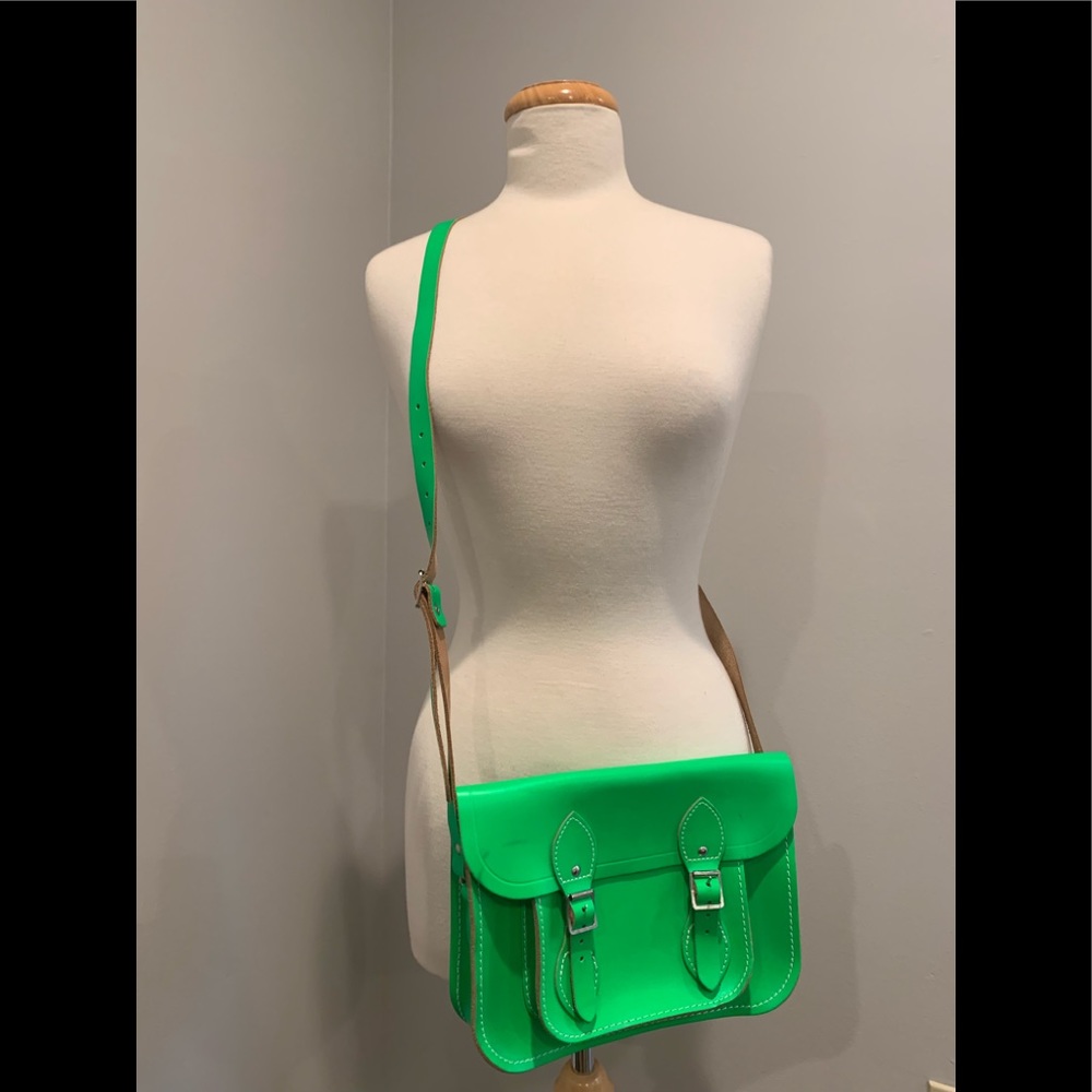Cambridge Satchel Leather Crossbody, Neon Green